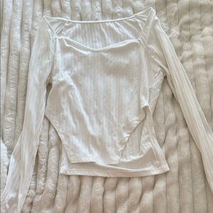 SHEIN White Ribbed Long Sleeve Top